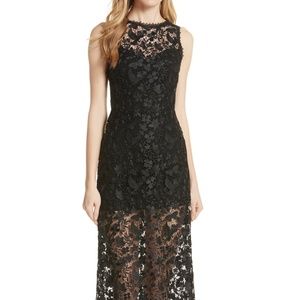 ALICE+OLIVIA Danielle Silk Lace Overlay Maxi Dress